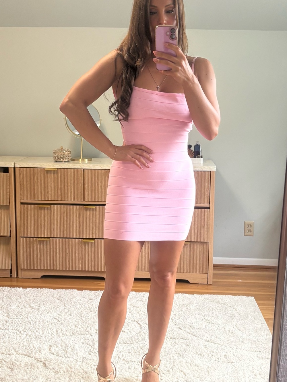 Women's Pink Bodycon Mini Dress
